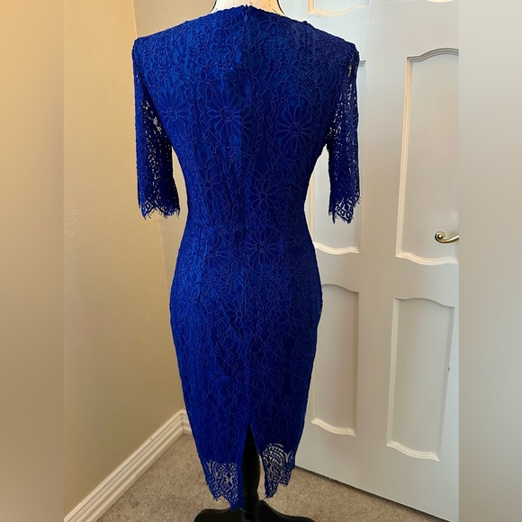 Merokeety Blue Lace Fitted Pencil Cocktail Dress,  Size S NWT - Picture 4 of 8